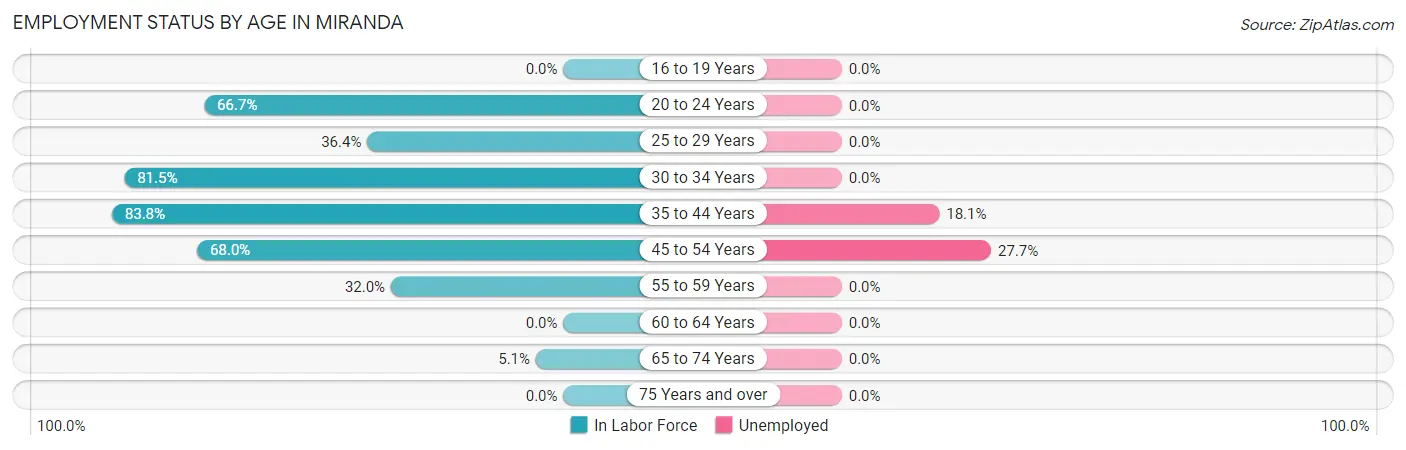 Employment Status by Age in Miranda