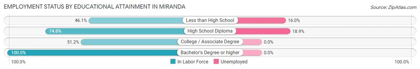 Employment Status by Educational Attainment in Miranda