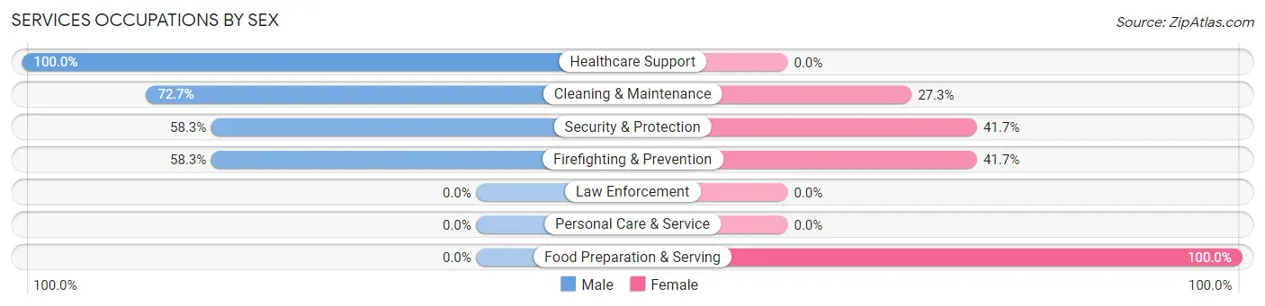 Services Occupations by Sex in Miranda