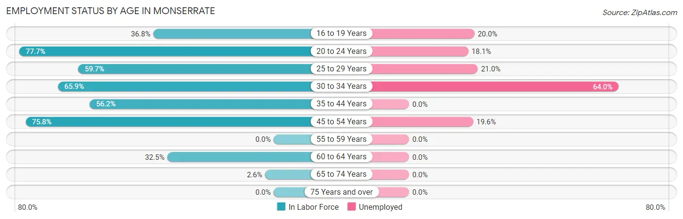 Employment Status by Age in Monserrate