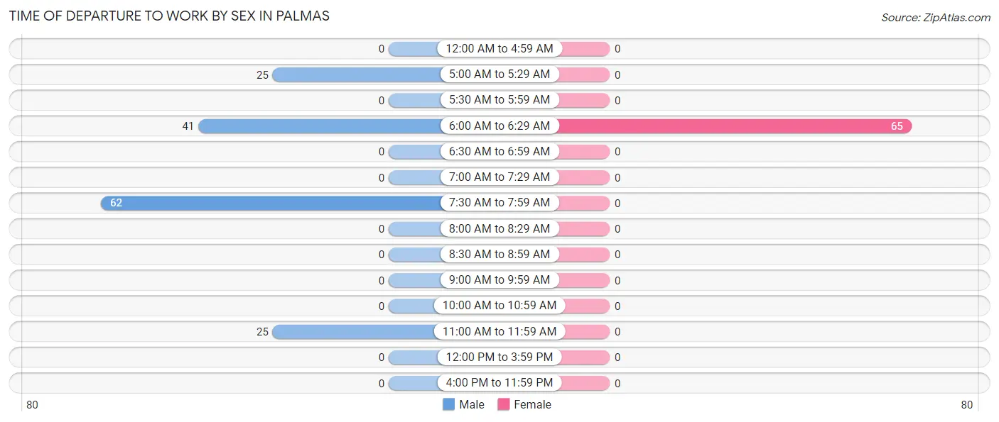 Time of Departure to Work by Sex in Palmas