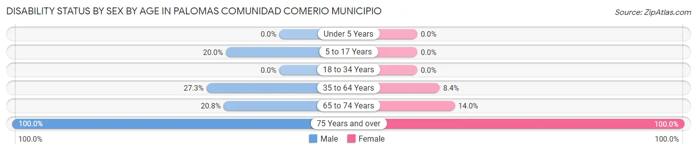 Disability Status by Sex by Age in Palomas comunidad Comerio Municipio