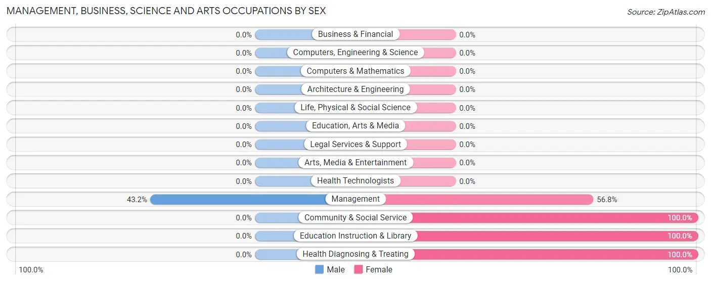 Management, Business, Science and Arts Occupations by Sex in Palomas comunidad Comerio Municipio