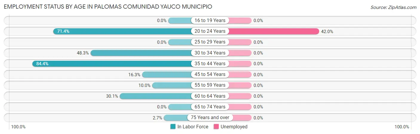 Employment Status by Age in Palomas comunidad Yauco Municipio