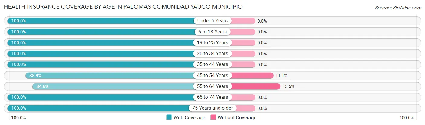 Health Insurance Coverage by Age in Palomas comunidad Yauco Municipio