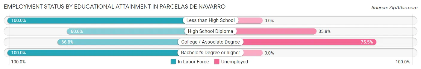 Employment Status by Educational Attainment in Parcelas de Navarro