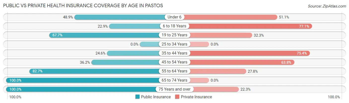 Public vs Private Health Insurance Coverage by Age in Pastos