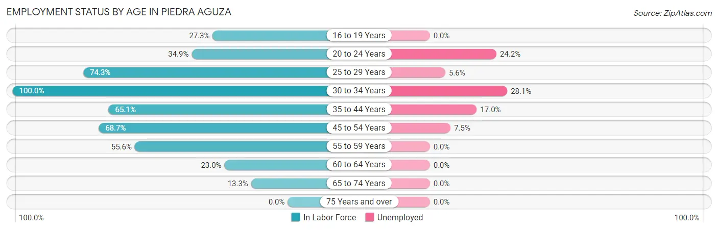 Employment Status by Age in Piedra Aguza