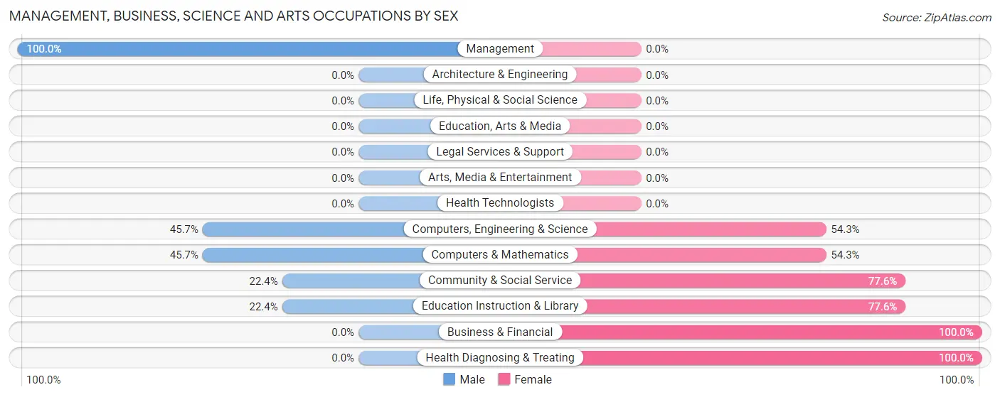 Management, Business, Science and Arts Occupations by Sex in Piedra Aguza