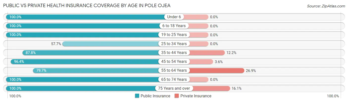 Public vs Private Health Insurance Coverage by Age in Pole Ojea