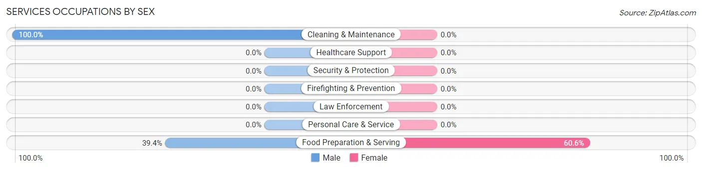 Services Occupations by Sex in Quebrada