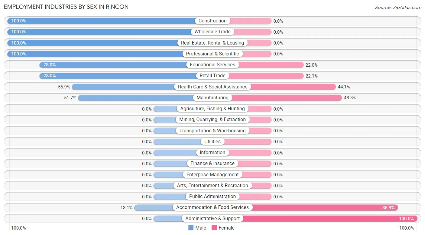 Employment Industries by Sex in Rincon