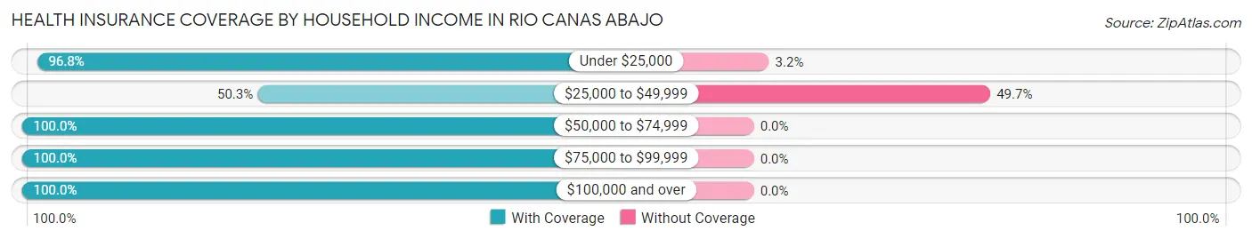 Health Insurance Coverage by Household Income in Rio Canas Abajo