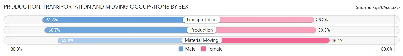 Production, Transportation and Moving Occupations by Sex in San Isidro