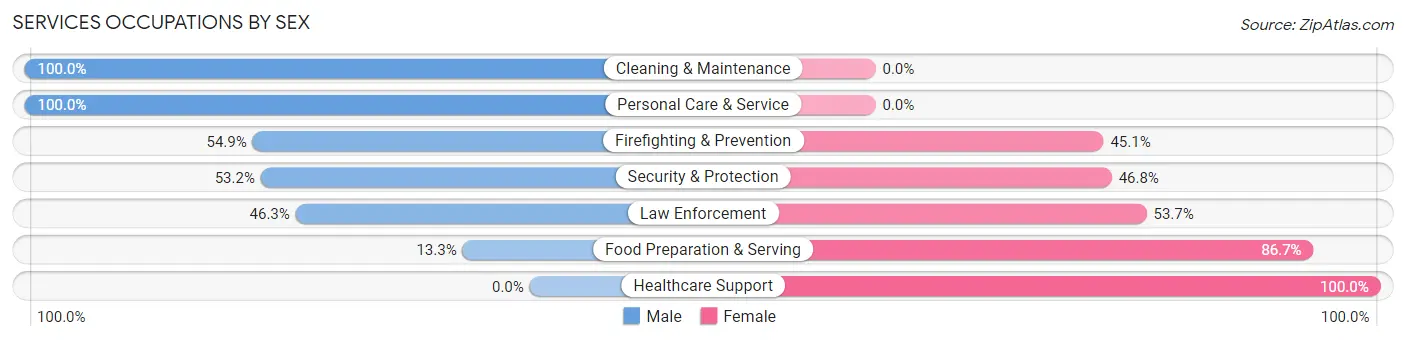 Services Occupations by Sex in San Isidro