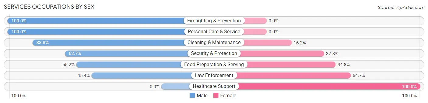 Services Occupations by Sex in San Sebastian
