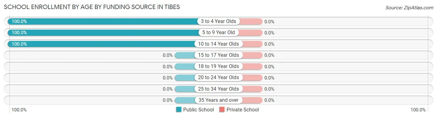 School Enrollment by Age by Funding Source in Tibes
