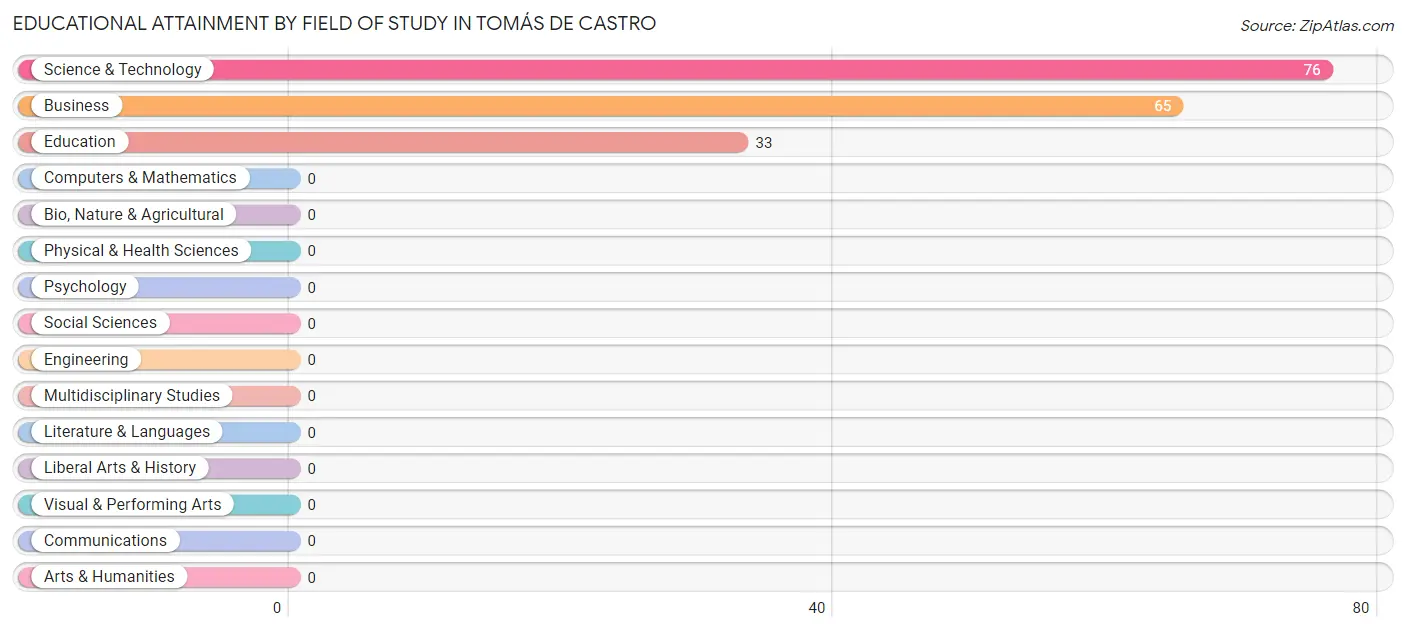 Educational Attainment by Field of Study in Tomás de Castro