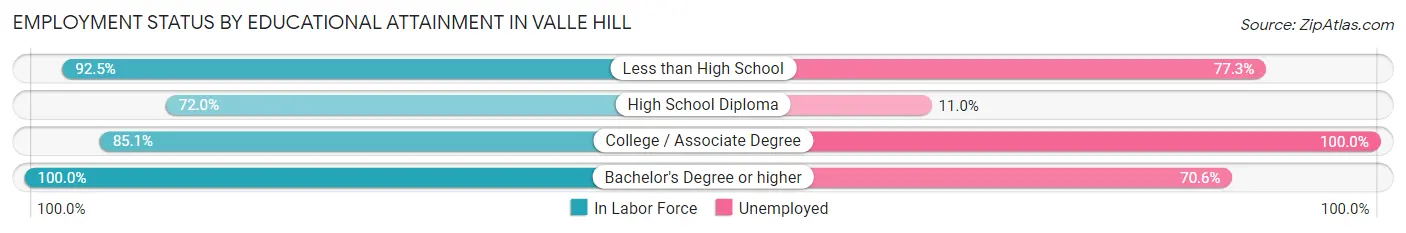 Employment Status by Educational Attainment in Valle Hill