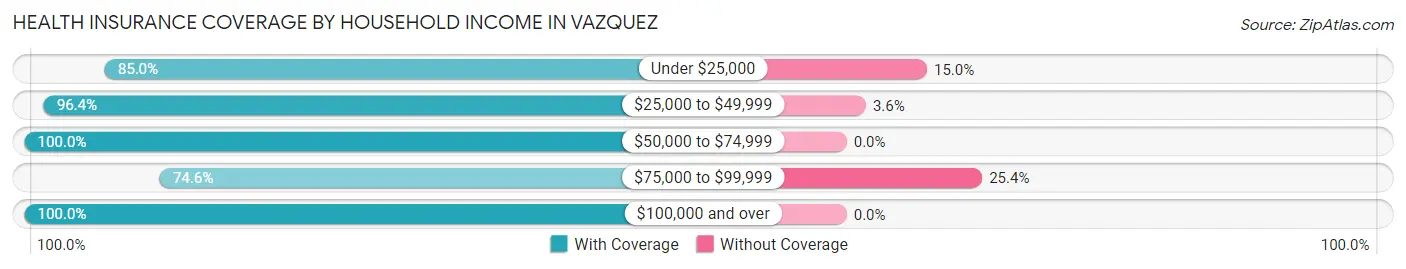 Health Insurance Coverage by Household Income in Vazquez