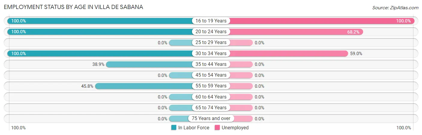 Employment Status by Age in Villa de Sabana