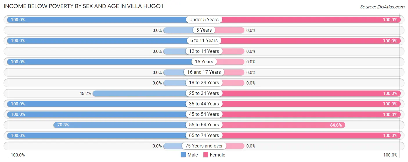 Income Below Poverty by Sex and Age in Villa Hugo I