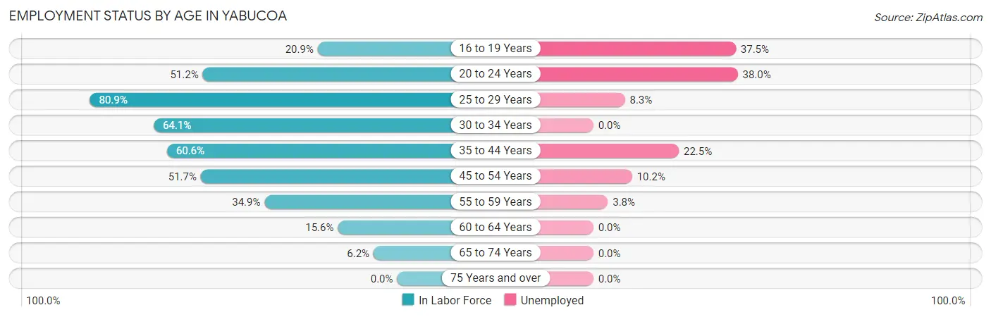 Employment Status by Age in Yabucoa
