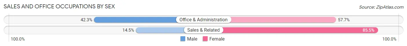 Sales and Office Occupations by Sex in Yeguada