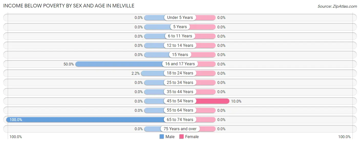 Income Below Poverty by Sex and Age in Melville