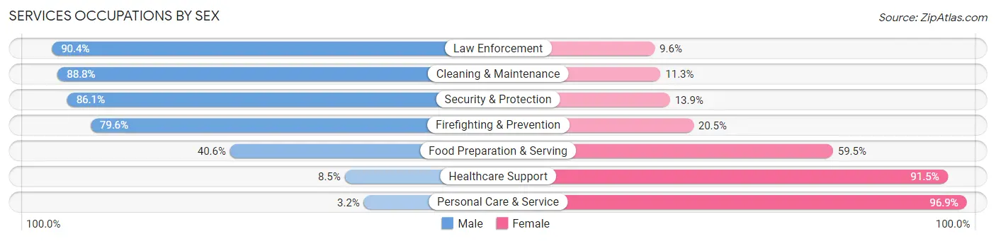 Services Occupations by Sex in Valley Falls