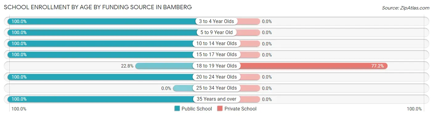 School Enrollment by Age by Funding Source in Bamberg