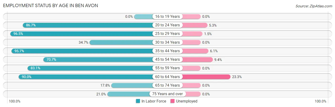 Employment Status by Age in Ben Avon