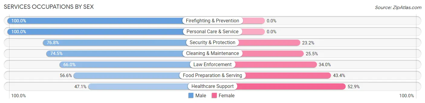 Services Occupations by Sex in Blythewood