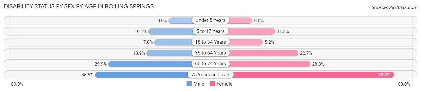 Disability Status by Sex by Age in Boiling Springs
