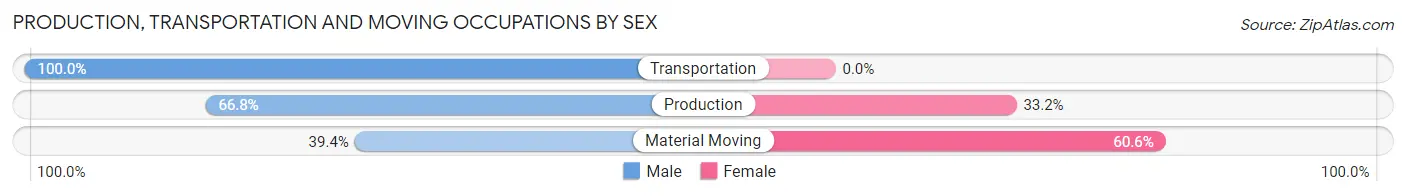 Production, Transportation and Moving Occupations by Sex in Brookdale