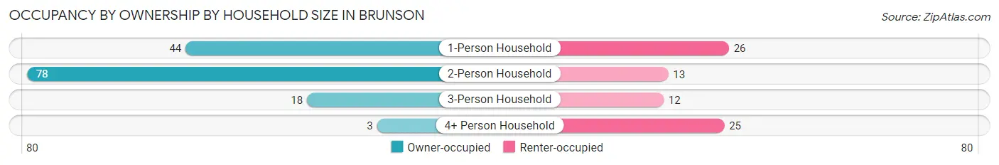 Occupancy by Ownership by Household Size in Brunson