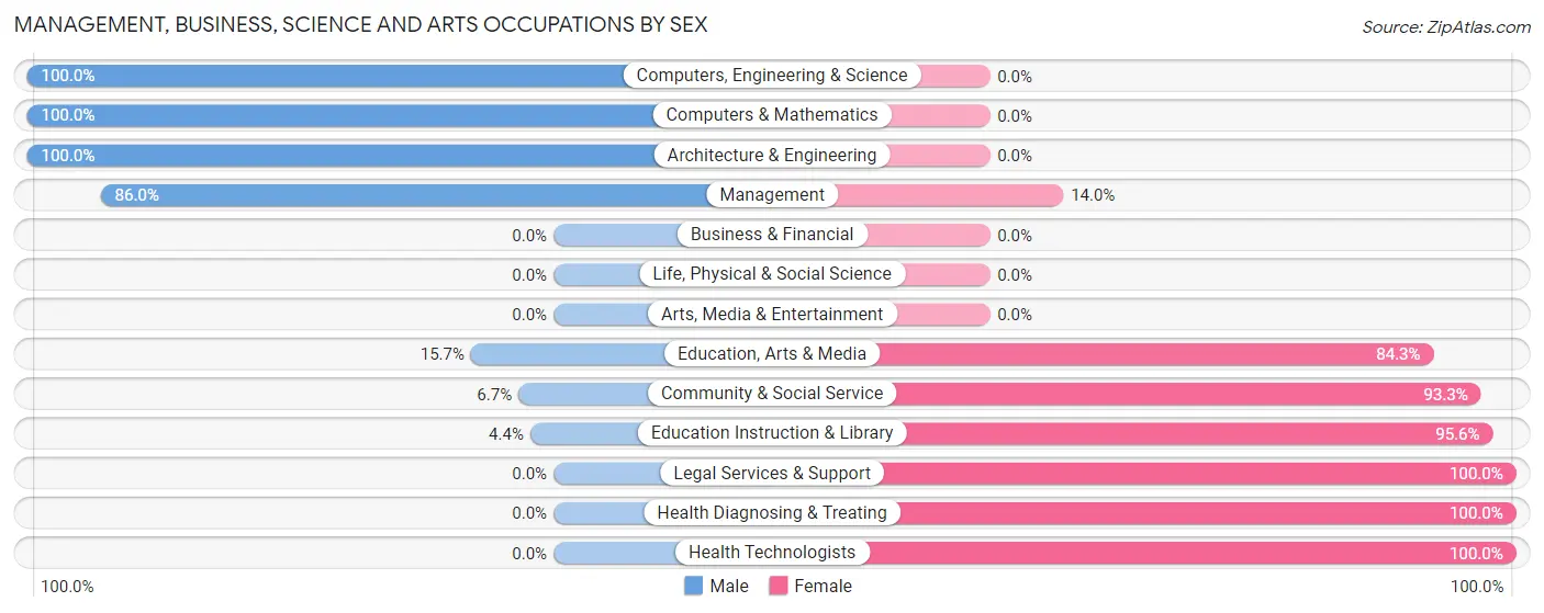 Management, Business, Science and Arts Occupations by Sex in Burnettown
