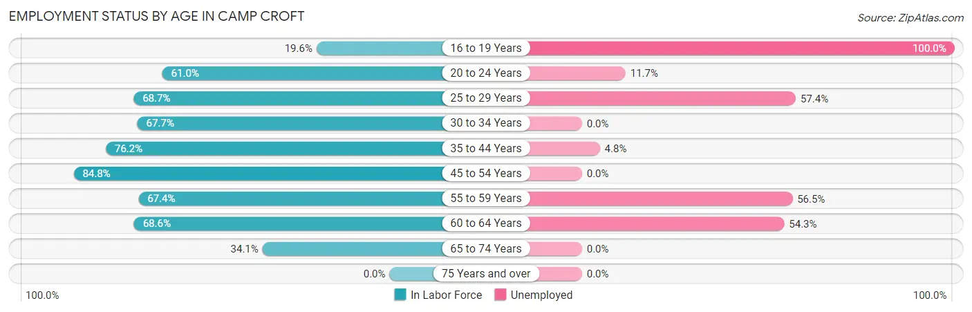 Employment Status by Age in Camp Croft