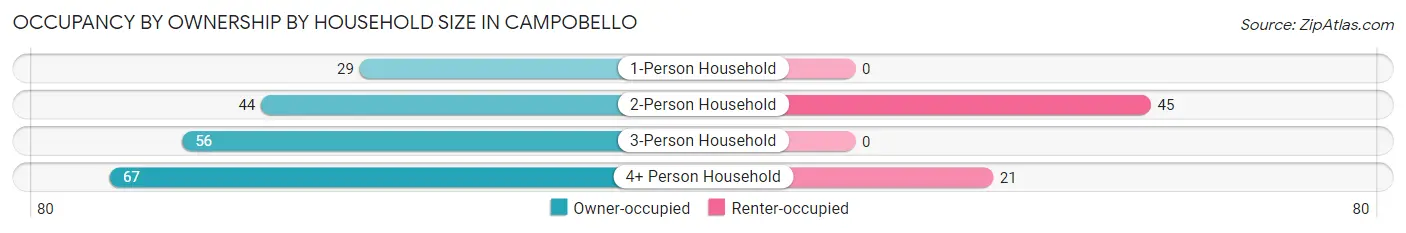 Occupancy by Ownership by Household Size in Campobello