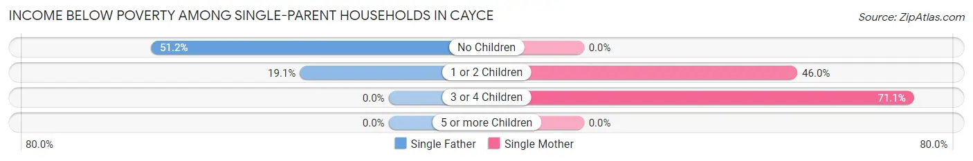 Income Below Poverty Among Single-Parent Households in Cayce