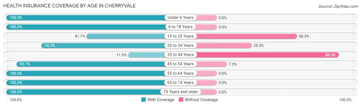 Health Insurance Coverage by Age in Cherryvale