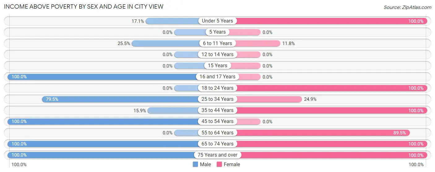 Income Above Poverty by Sex and Age in City View