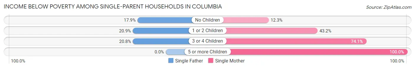 Income Below Poverty Among Single-Parent Households in Columbia