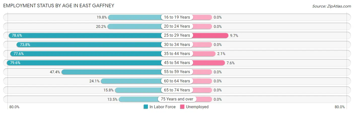 Employment Status by Age in East Gaffney