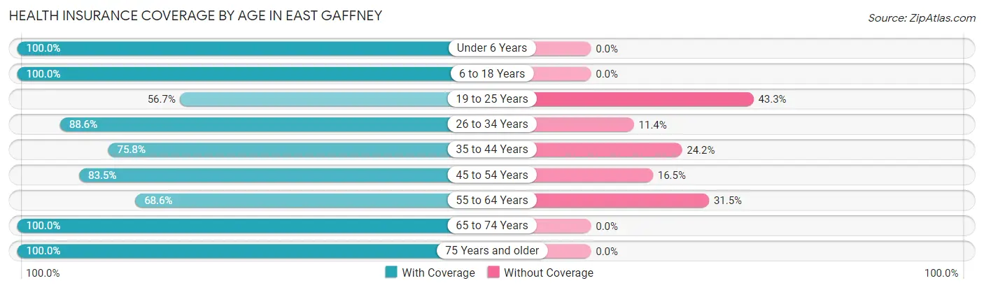 Health Insurance Coverage by Age in East Gaffney