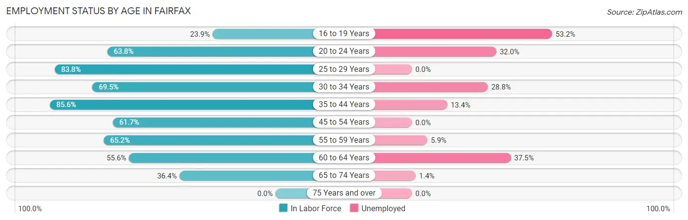 Employment Status by Age in Fairfax