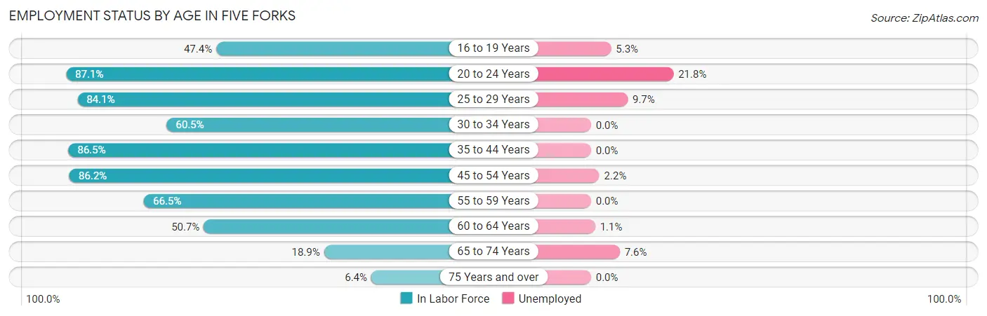 Employment Status by Age in Five Forks