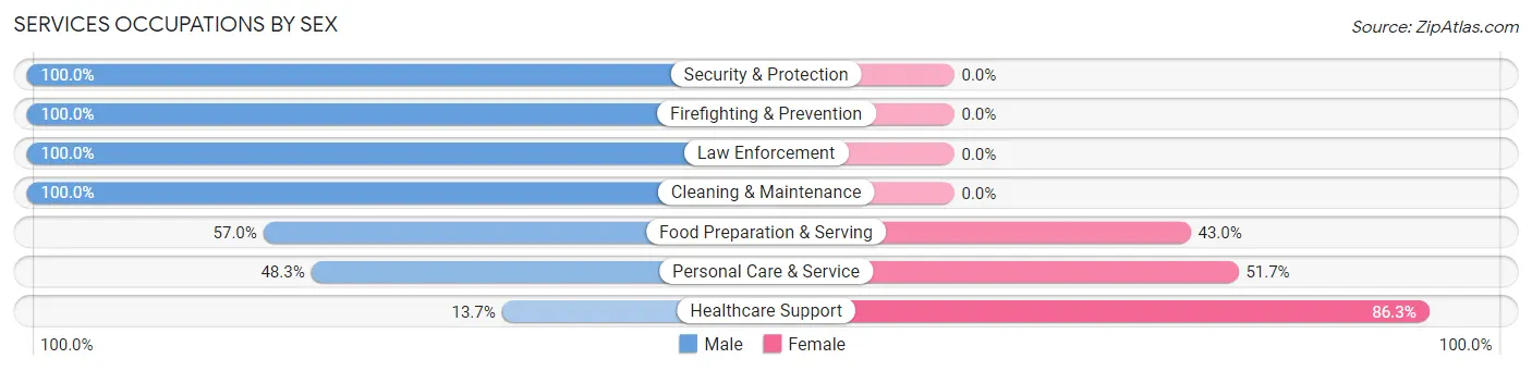 Services Occupations by Sex in Five Forks
