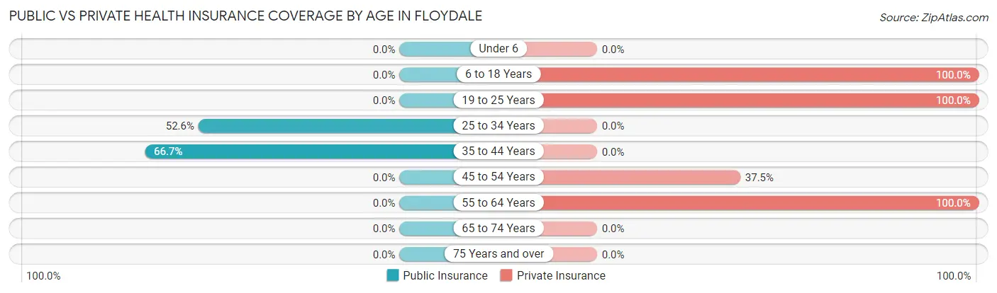 Public vs Private Health Insurance Coverage by Age in Floydale