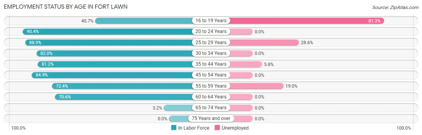 Employment Status by Age in Fort Lawn